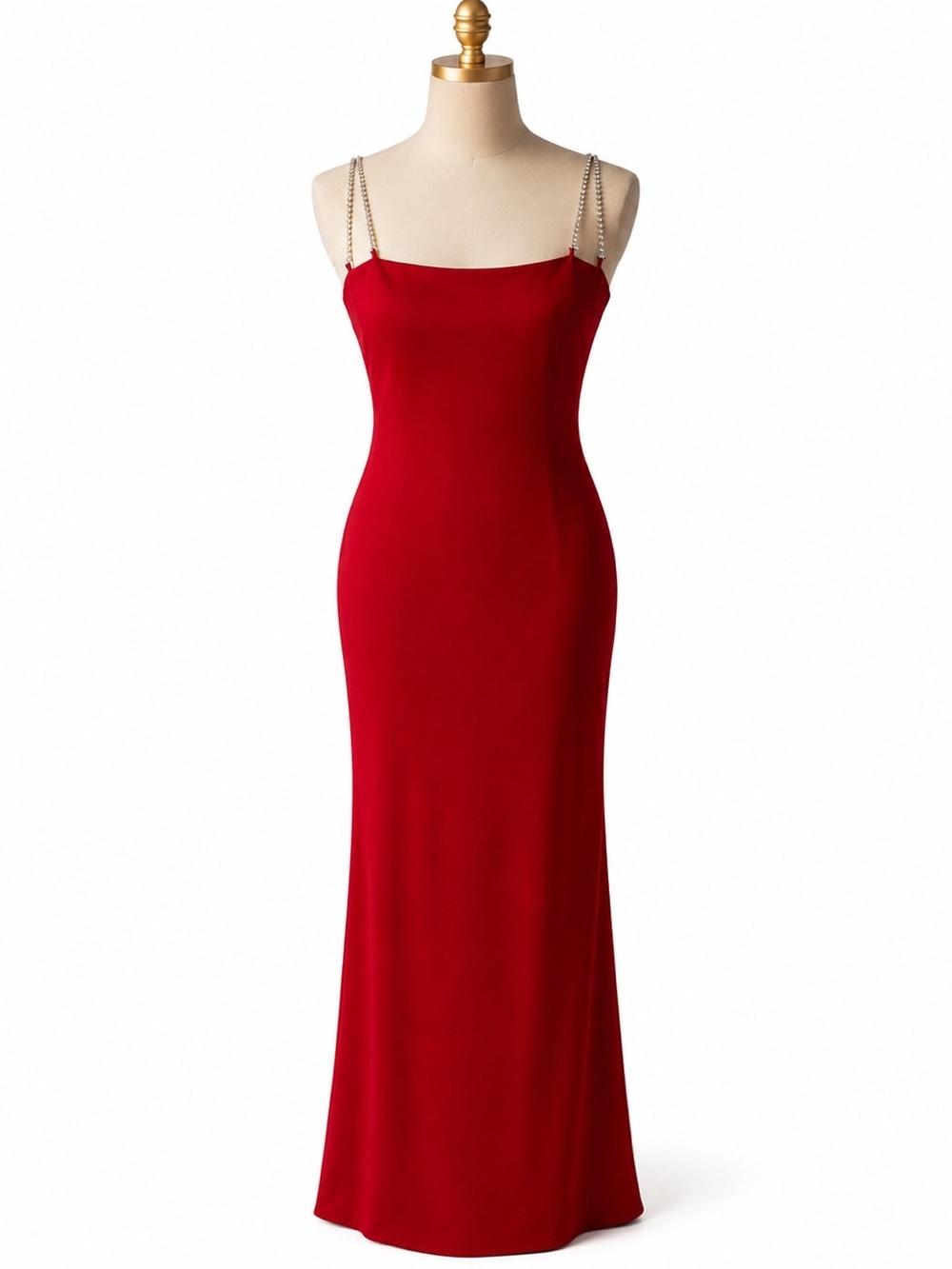 Vintage Thea Dora Red Old Hollywood Glam Evening Gown Rhinestone Straps Size 8